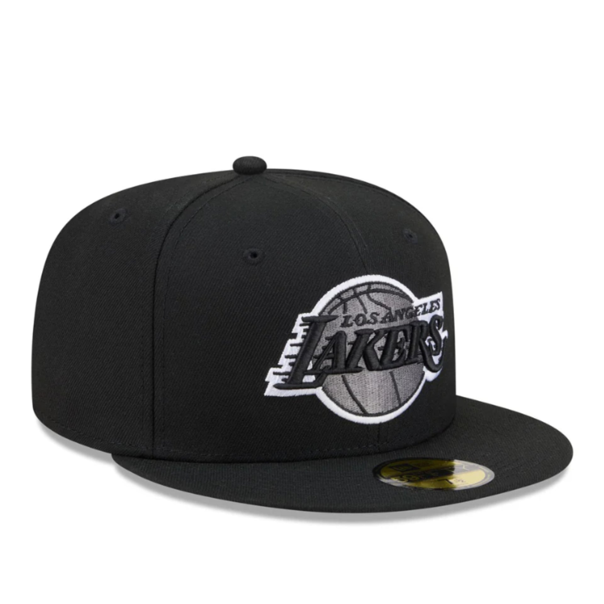 New Era Los Angeles Lakers Black 59FIFTY Fitted Hat front right view