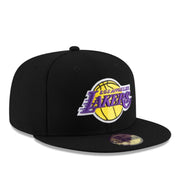 New Era Los Angeles Lakers Team Color Black 59FIFTY Fitted Hat front right angle view