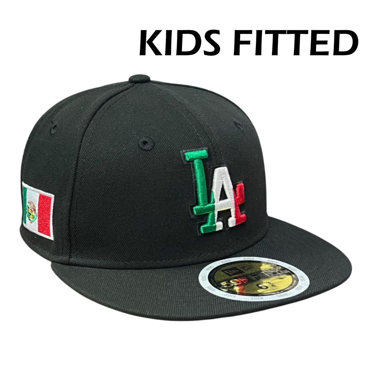 YOUTH Los Angeles Dodgers LA Black Mexico Flag 59FIFTY Fitted Hat