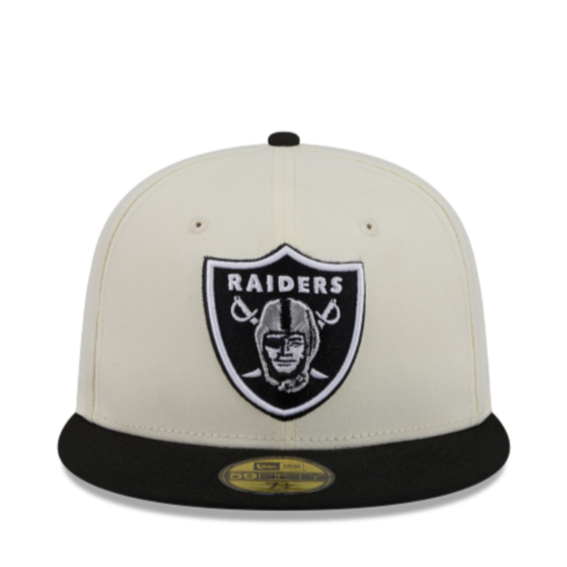 New Era Las Vegas Raiders Chrome Black 59FIFTY Fitted Hat front view