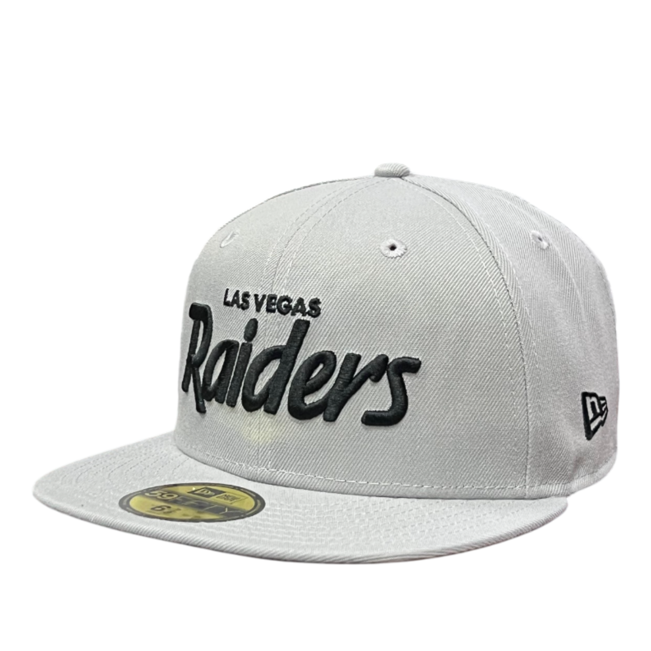 New Era Las Vegas Raiders Script Gray Black 59FIFTY Fitted Hat