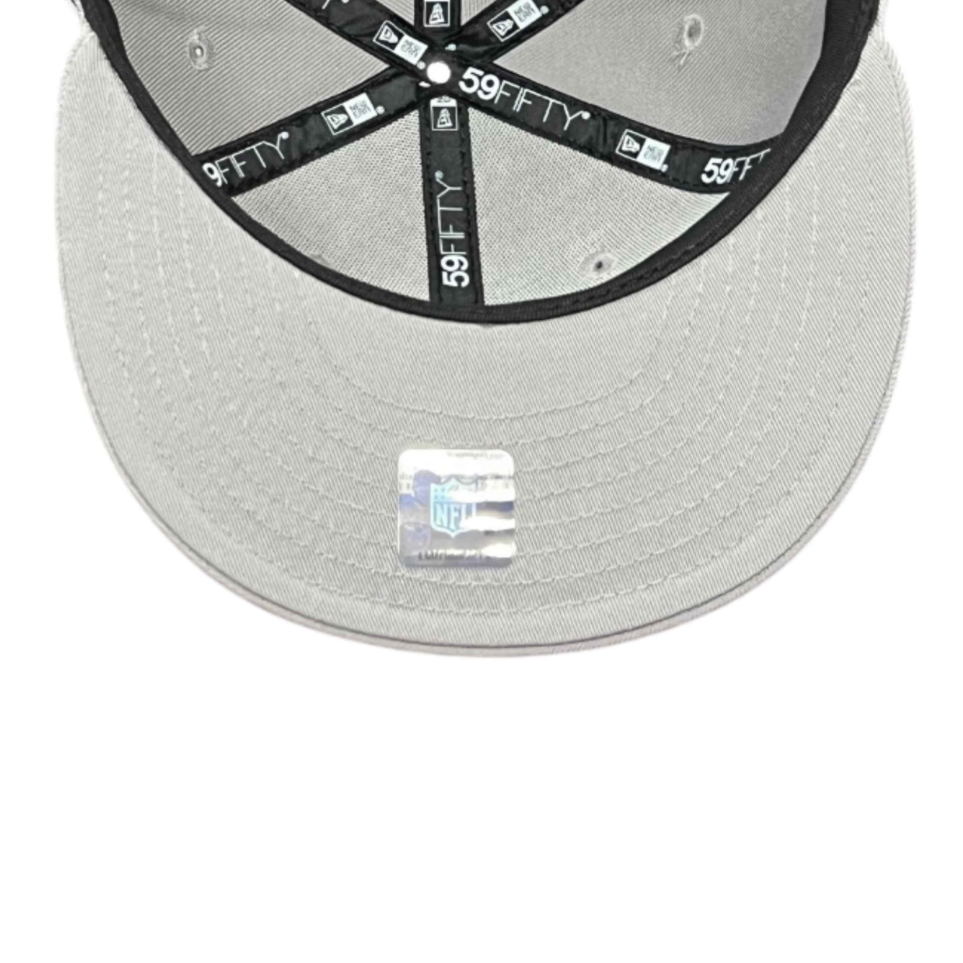 New Era Las Vegas Raiders Script Gray Black 59FIFTY Fitted Hat Gray Under Visor