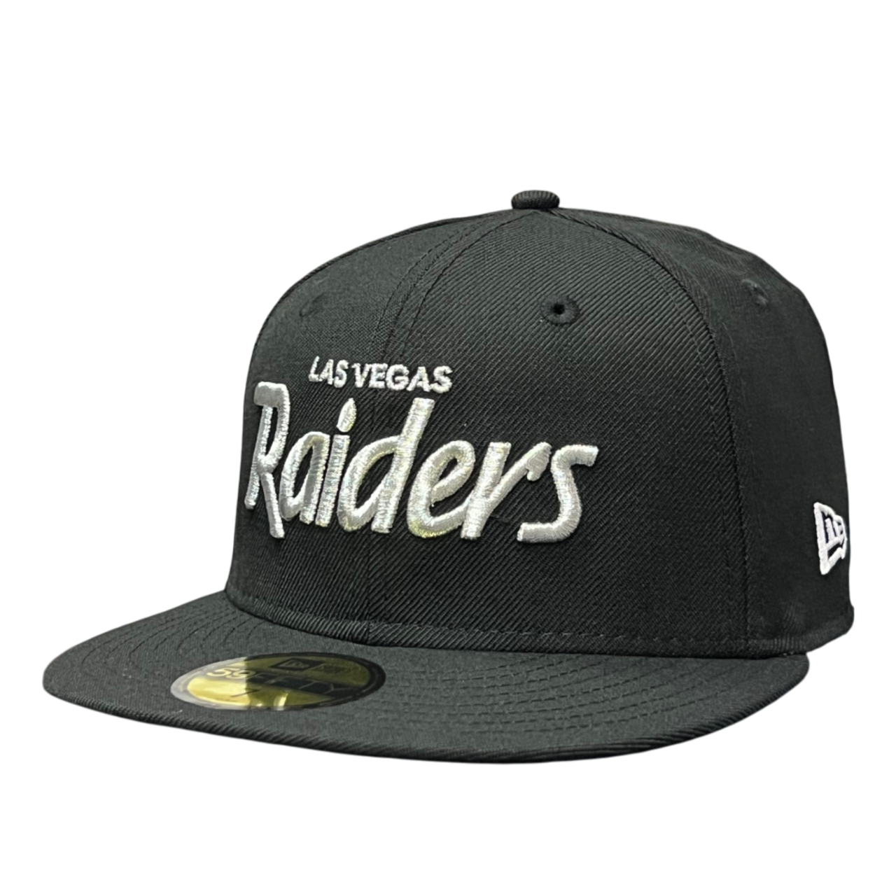 Las Vegas Raiders Script Black Silver Fitted Hat