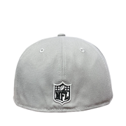 Back of New Era Las Vegas Raiders Script Gray Black 59FIFTY Fitted Hat