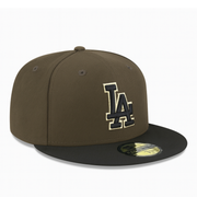 other side of New Era Los Angeles Dodgers Walnut Black 59FIFTY Fitted Hat