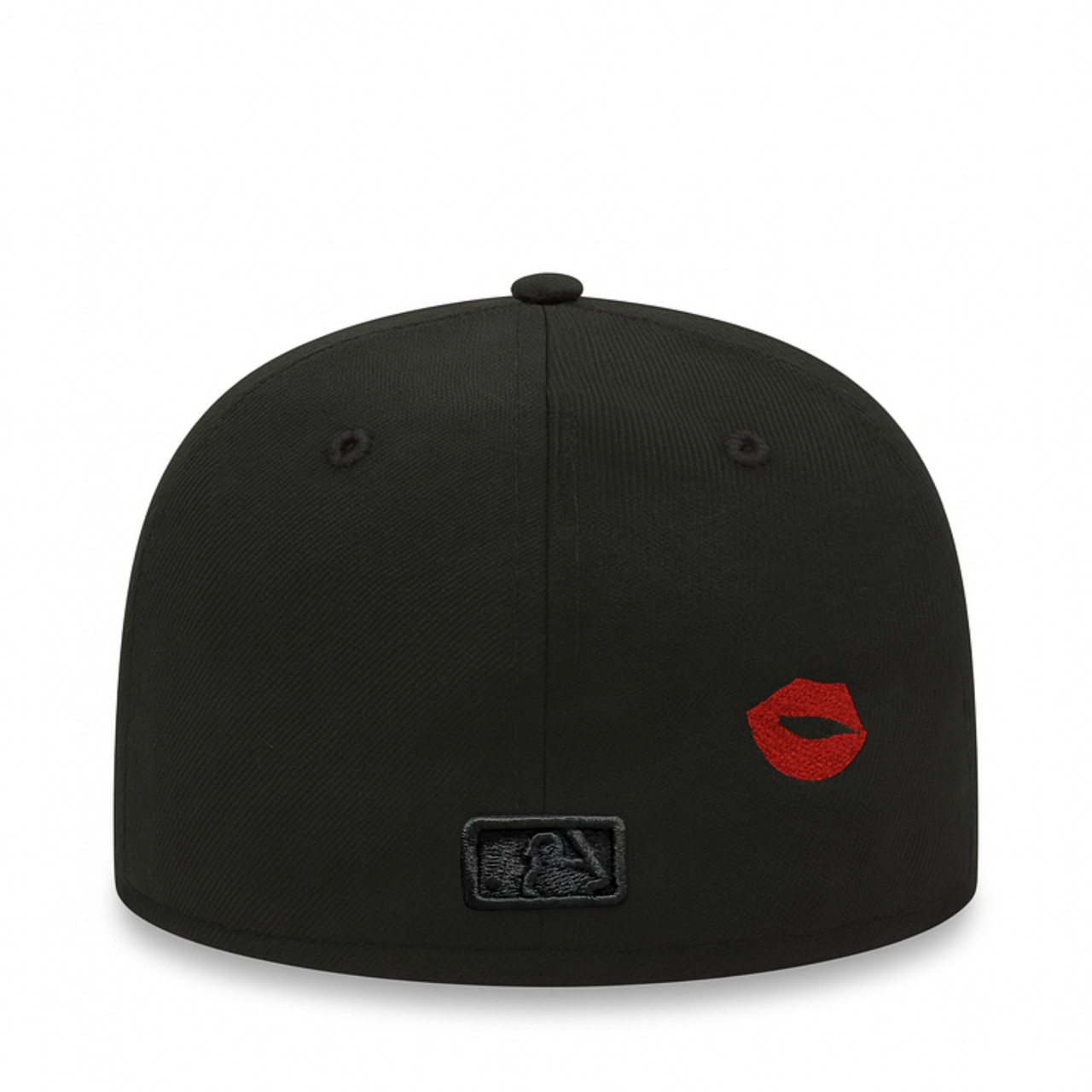 back of New Era Los Angeles Dodgers Red Lips Black 59FIFTY Fitted Hat