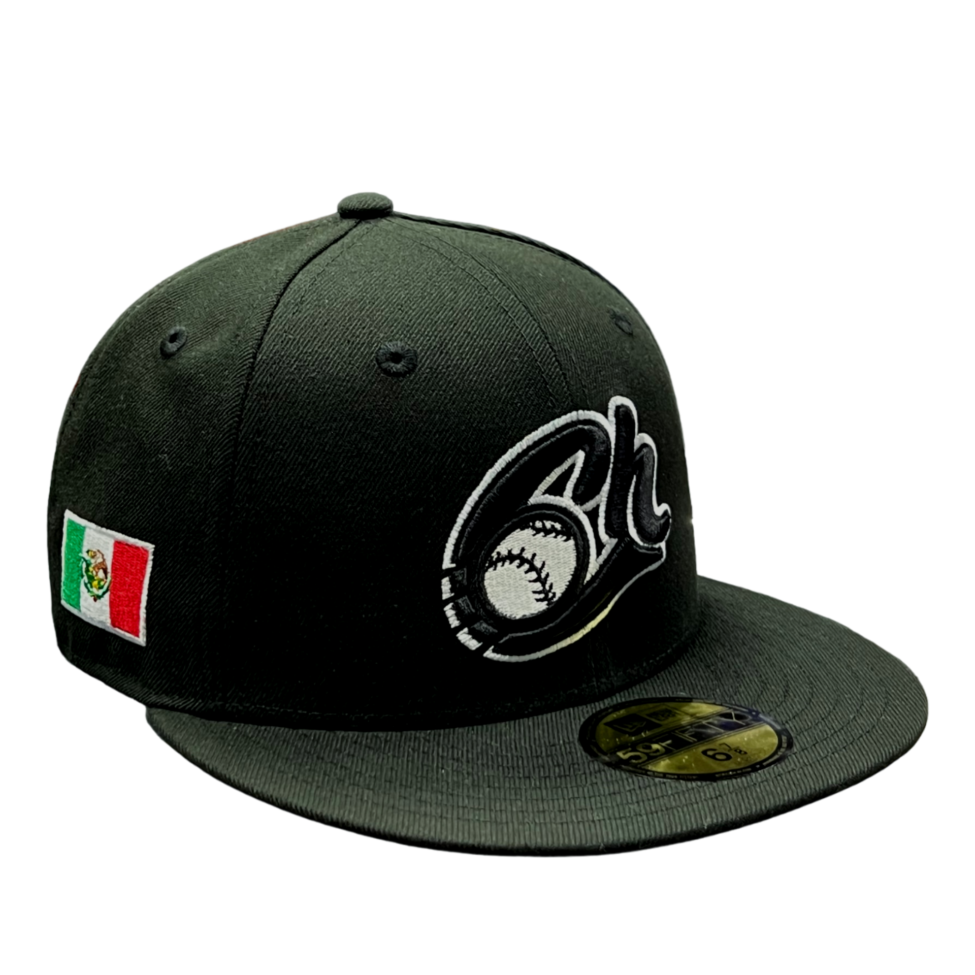 Black Charros De Jalisco New Era Fitted Cap with Mexico Flag on the side