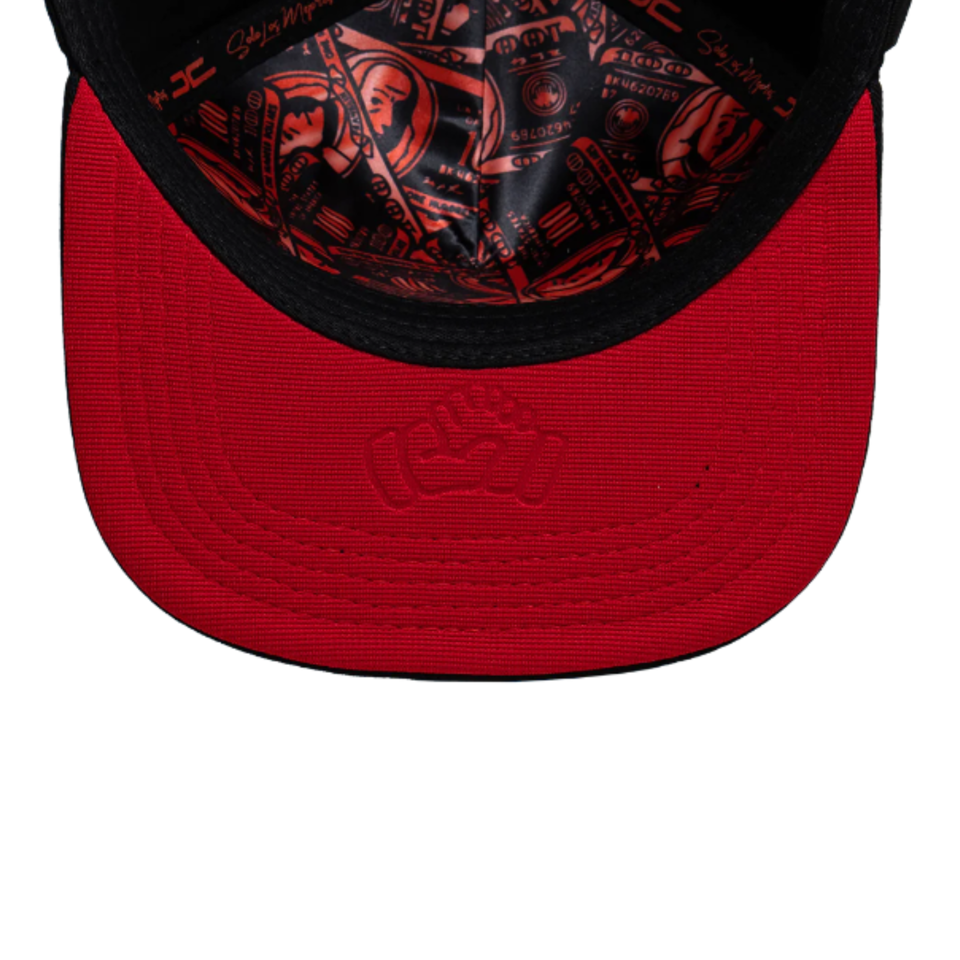 JC hat with red under visor