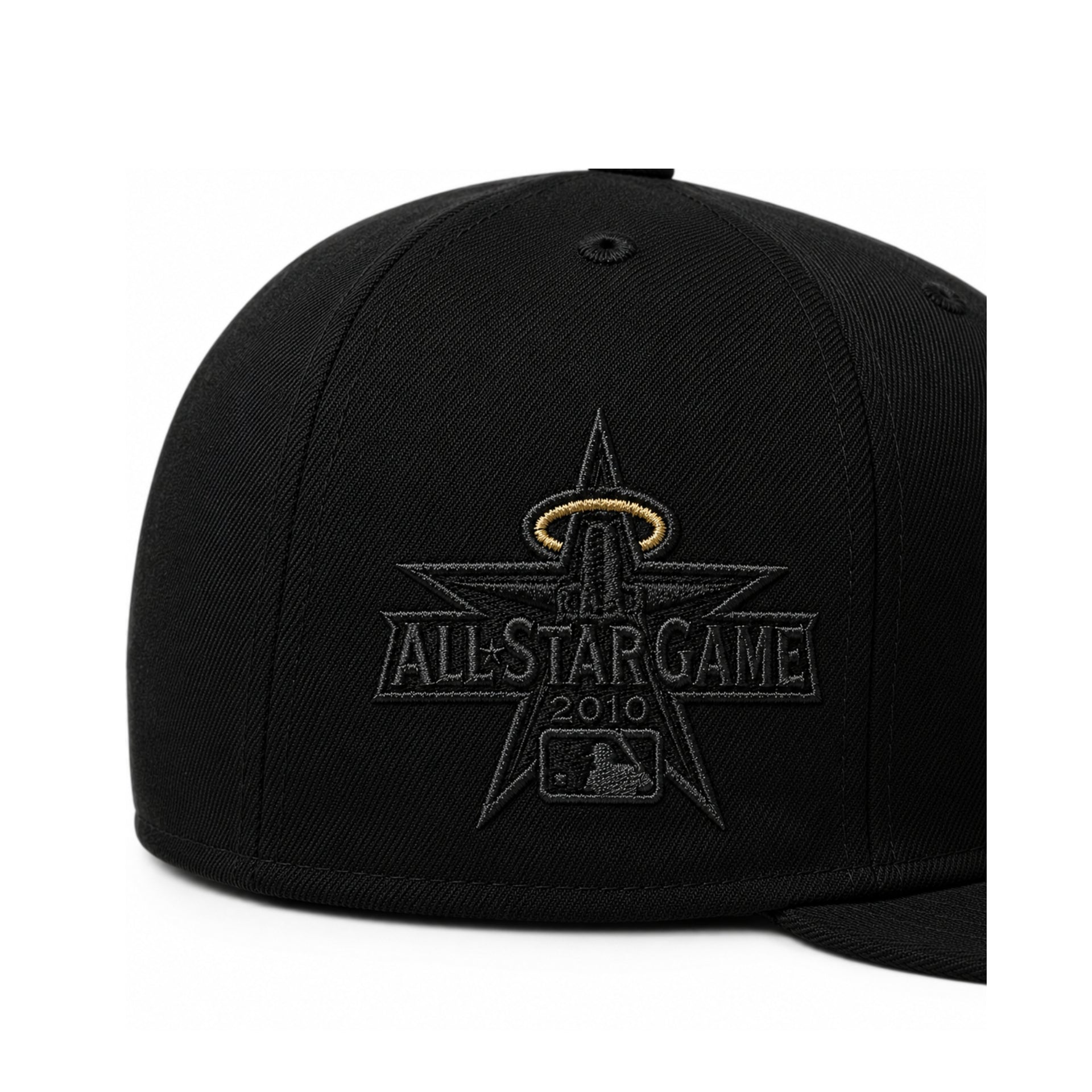 2010 asg side patch of New Era Los Angeles Anaheim Angels Black Gold Halo ASG 59FIFTY Fitted Hat