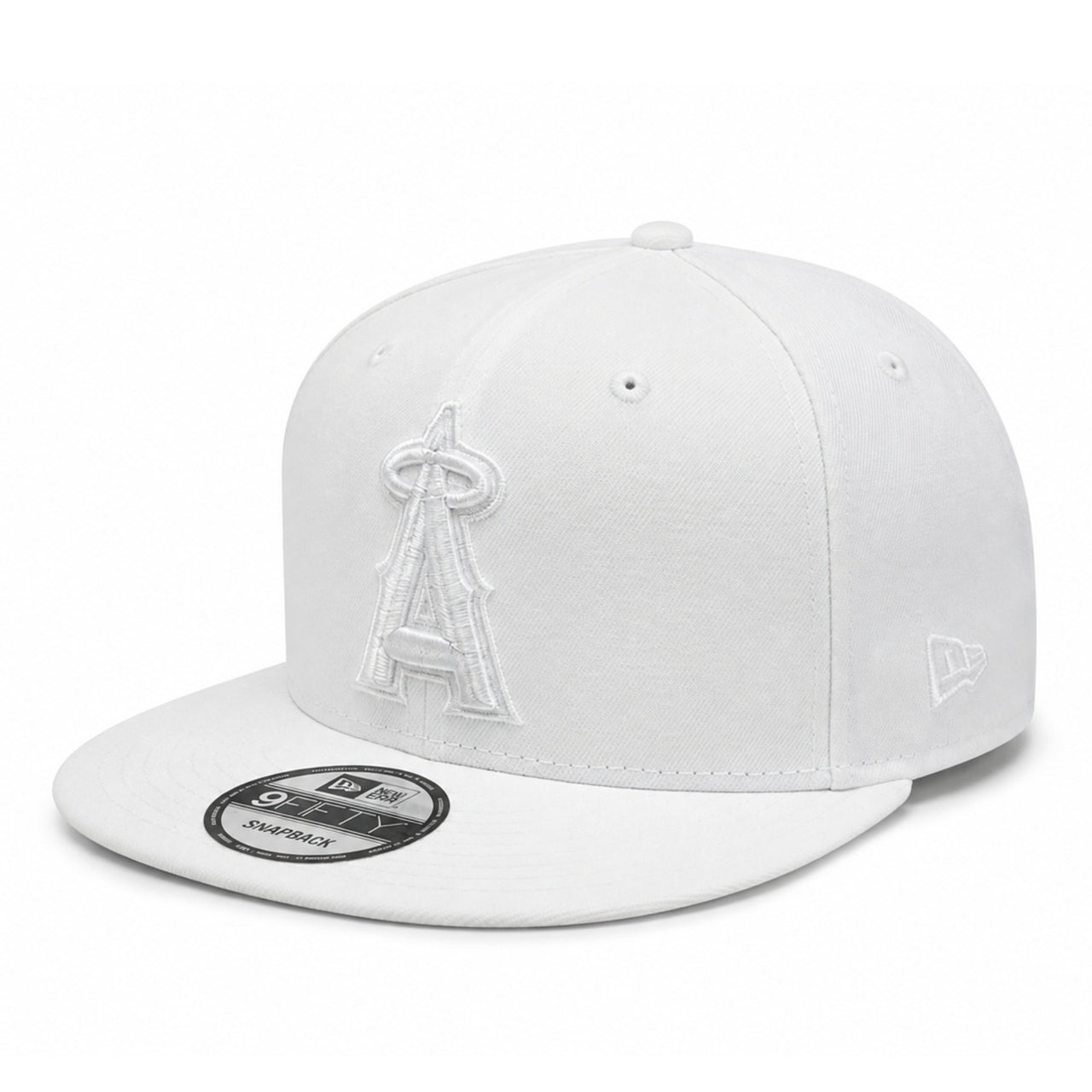 New Era Los Angeles Angels White 9FIFTY Snapback Hat front angle view