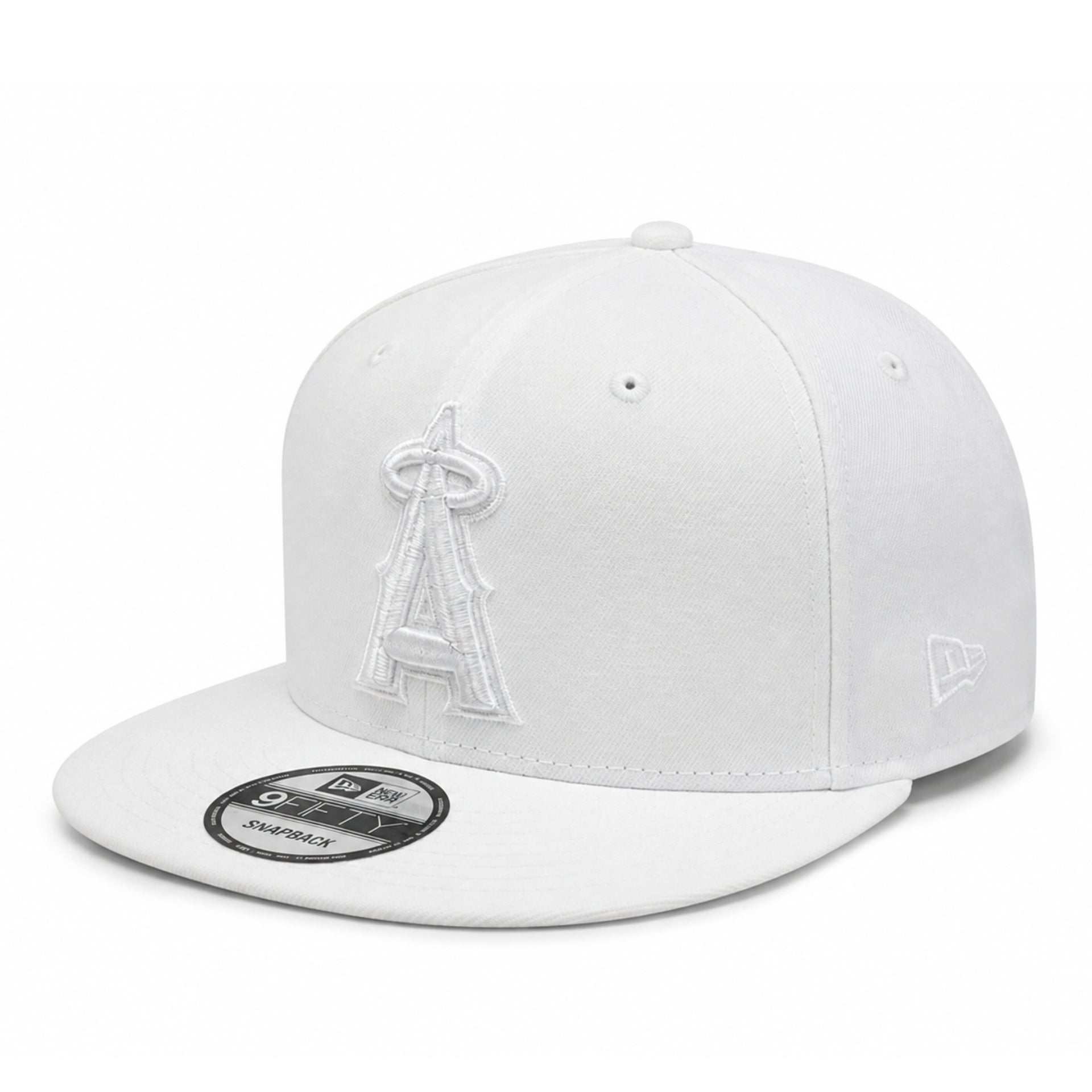 New Era Los Angeles Angels White 9FIFTY Snapback Hat front angle view