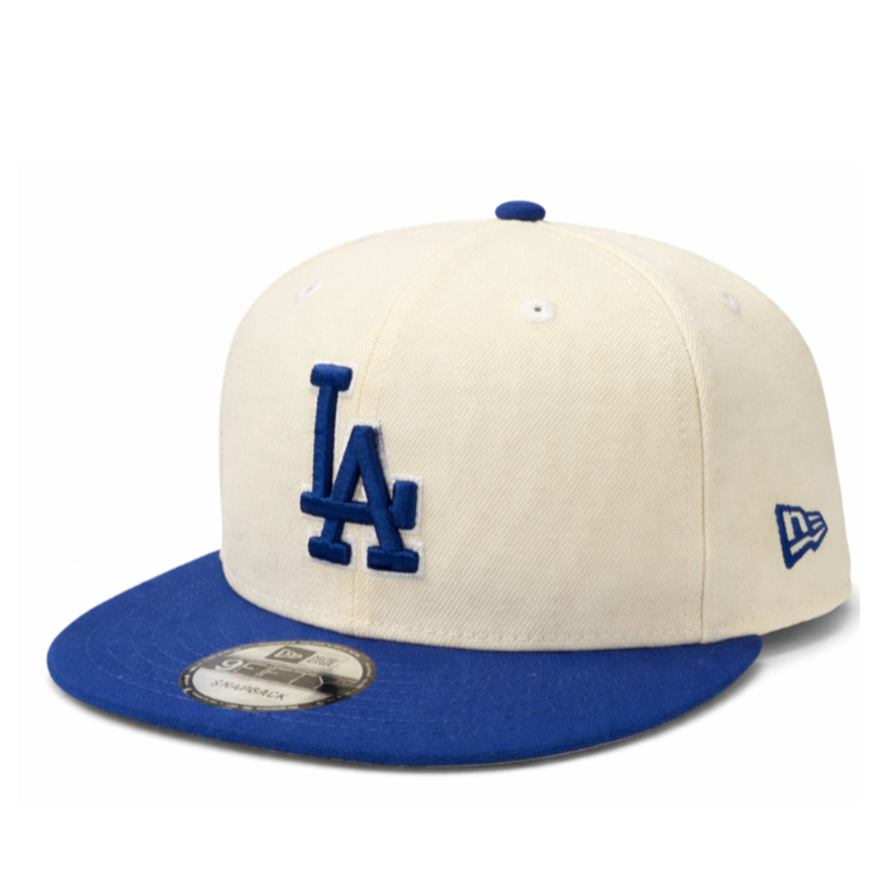New Era Los Angeles Dodgers 9FIFTY Snapback Hat Chrome Blue front left angle view