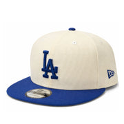 New Era Los Angeles Dodgers 9FIFTY Snapback Hat Chrome Blue front left angle view
