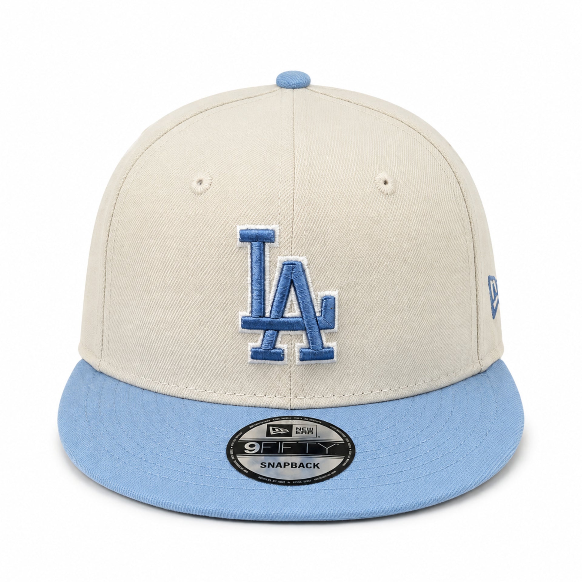 New Era Los Angeles Dodgers Stone/Light Blue 9FIFTY Snapback Hat front view