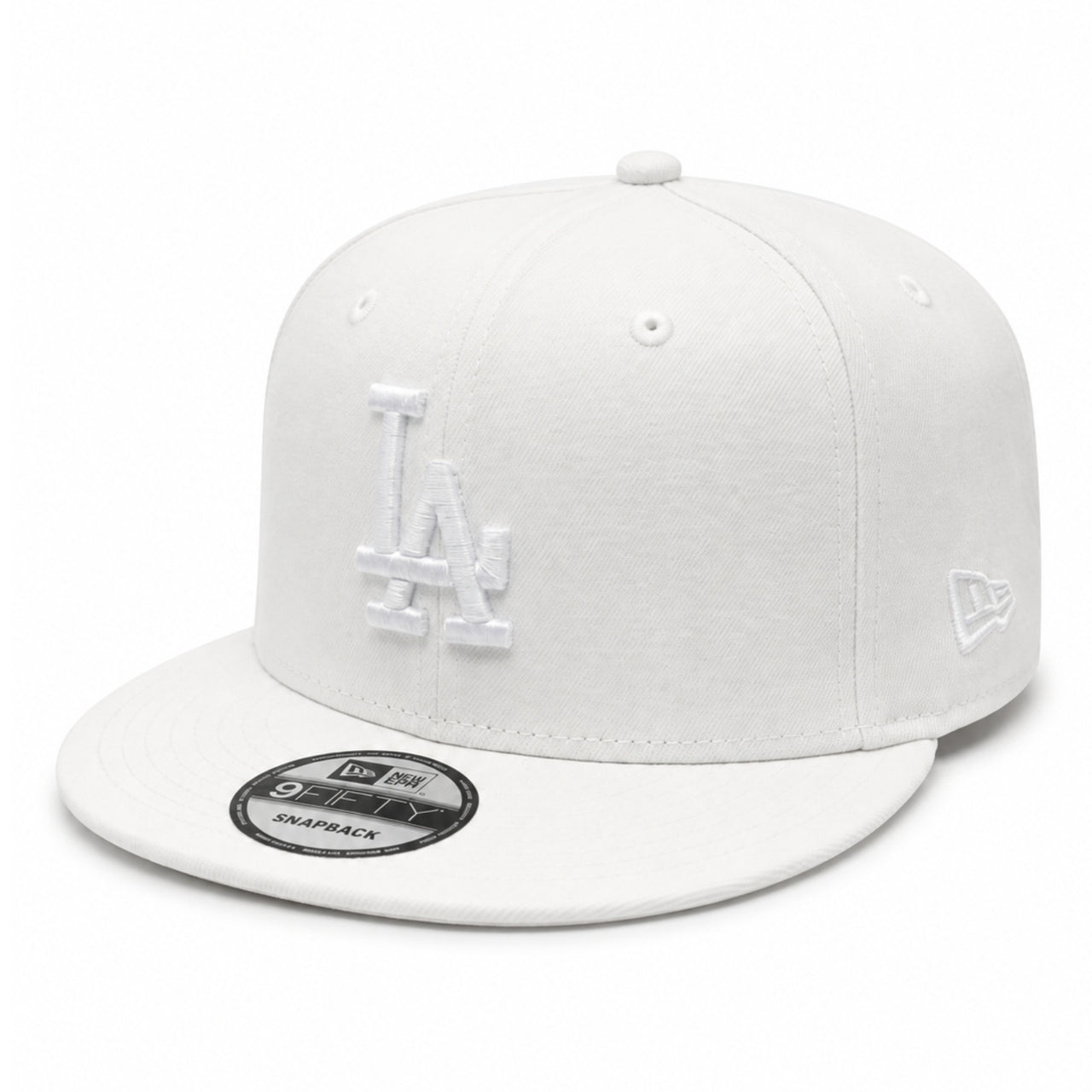 New Era Los Angeles Dodgers White 9FIFTY Snapback Hat front angle view