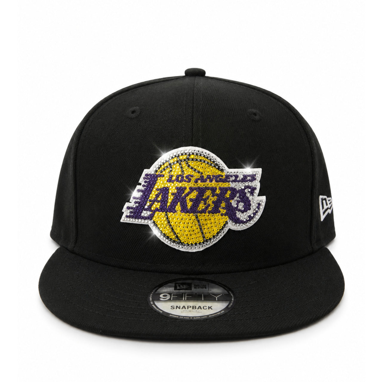 New Era Los Angeles Lakers Rhinestone Black 9FIFTY Snapback Hat front view