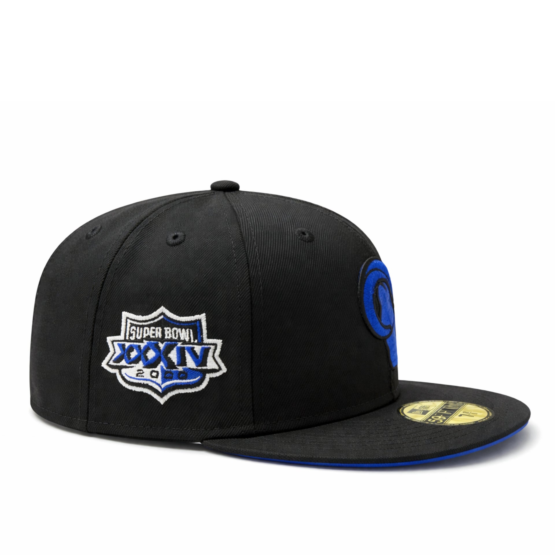 Black cap with xxxiv 2000 super Bowl logo on a white background