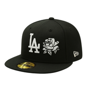 New Era Los Angeles Dodgers Black White Rose 59FIFTY Fitted Hat