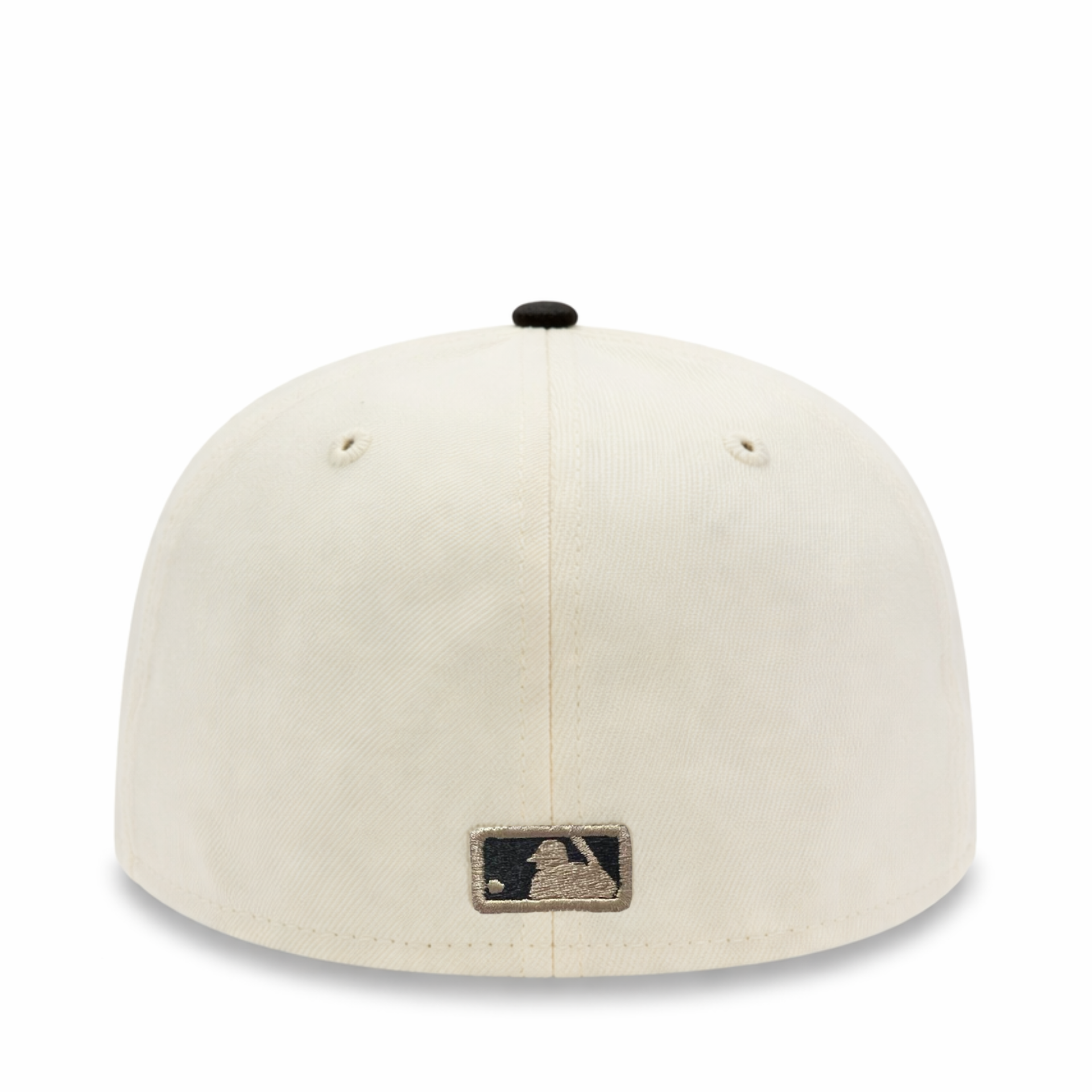 back of New Era Los Angeles Dodgers Rose Chrome Khaki Black 59FIFTY Fitted Hat