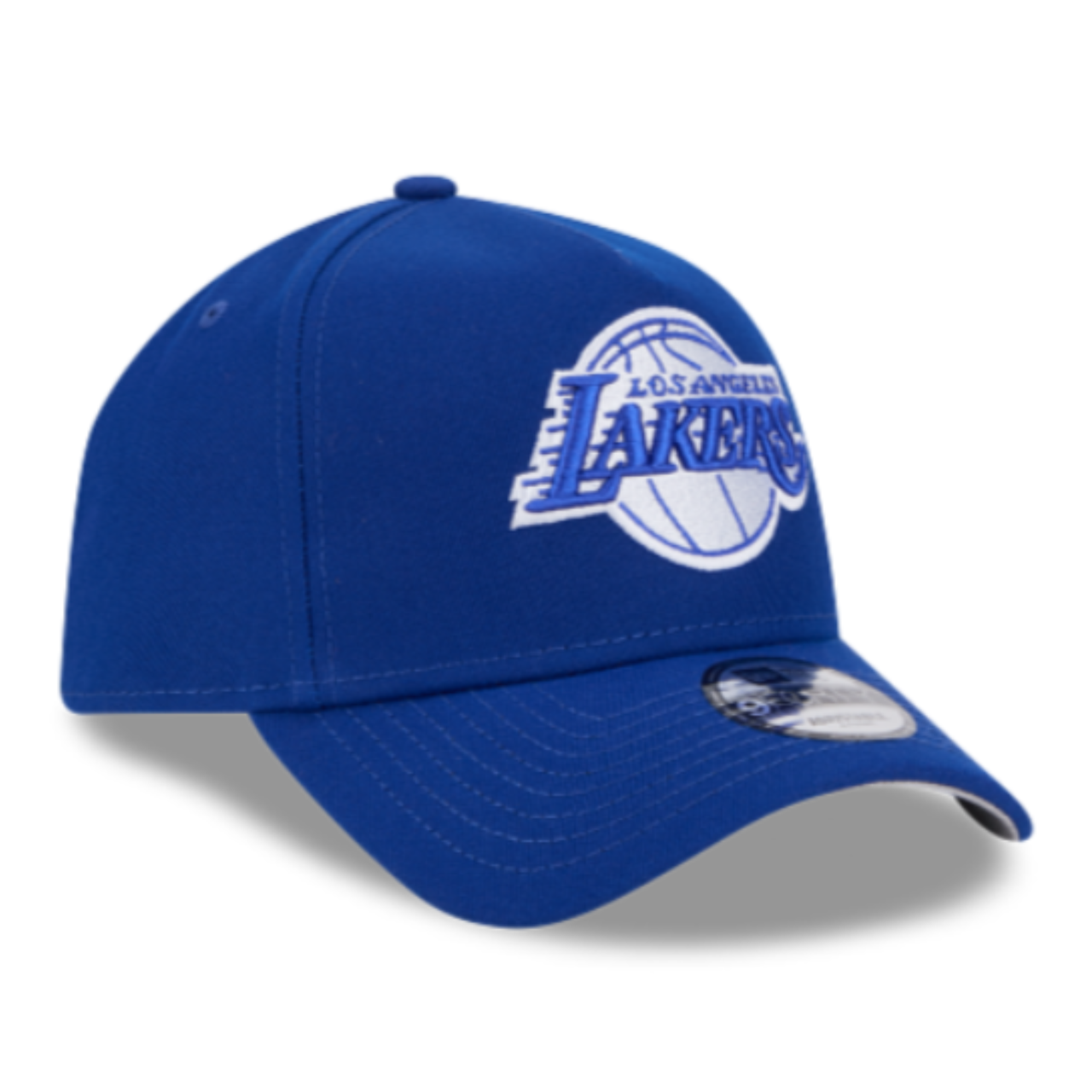 Front View of New Era Los Angeles Lakers Dark Blue 9FORTY A-Frame Snapback Hat