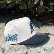 off white black florida marlins overspray pro pinch fit mitchell and ness snapback