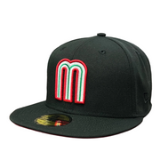 side of New Era Mexico Baseball Flag Black 59FIFTY Fitted Hat