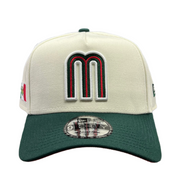 front of New Era Mexico Chrome Green 9Forty A-Frame Snapback