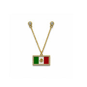 Mexico Flag Gold Chain Hat Pin front view