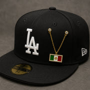 Mexico Flag Gold Chain Hat Pin with hat view