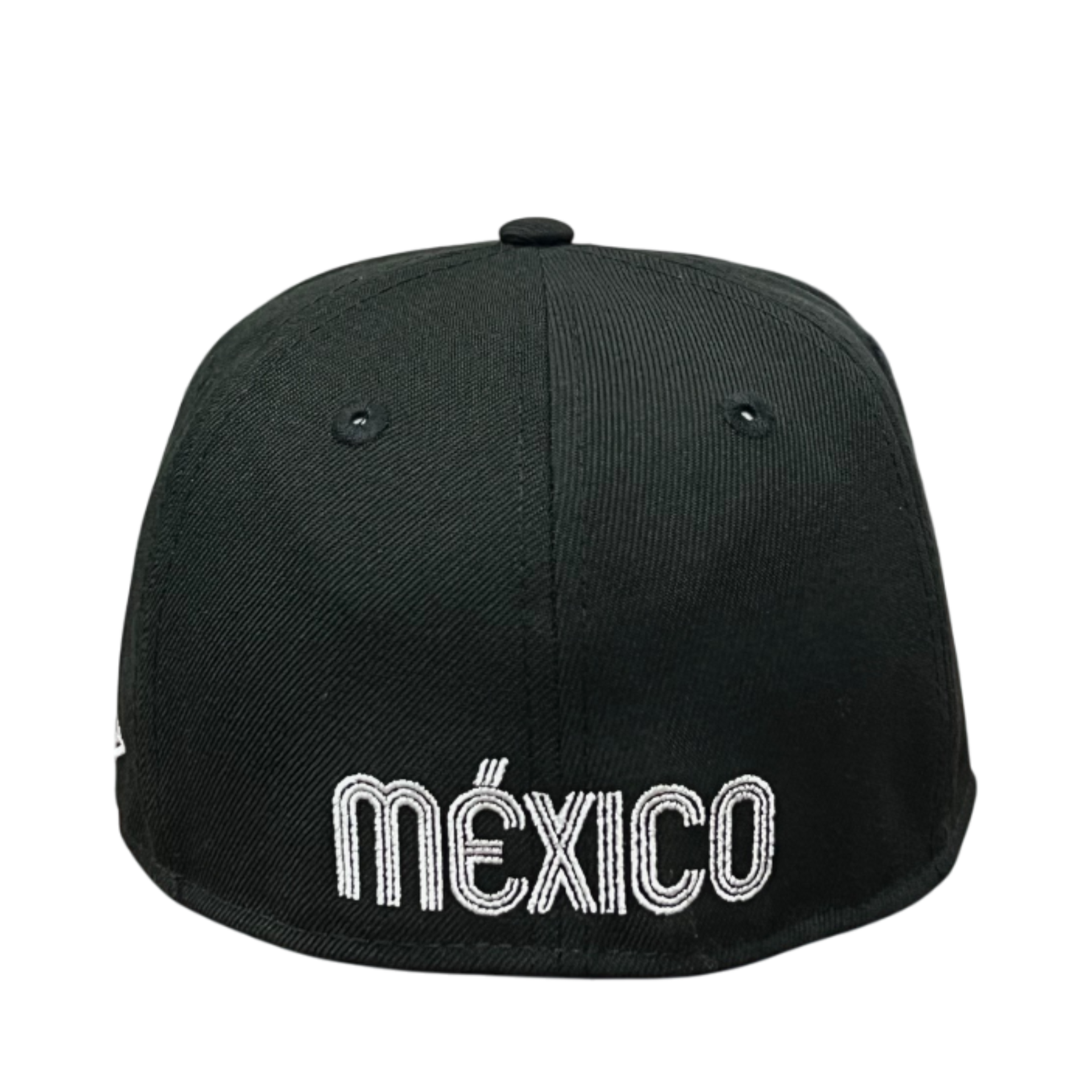 back of New Era Mexico Baseball Black White 59FIFTY Fitted Hat