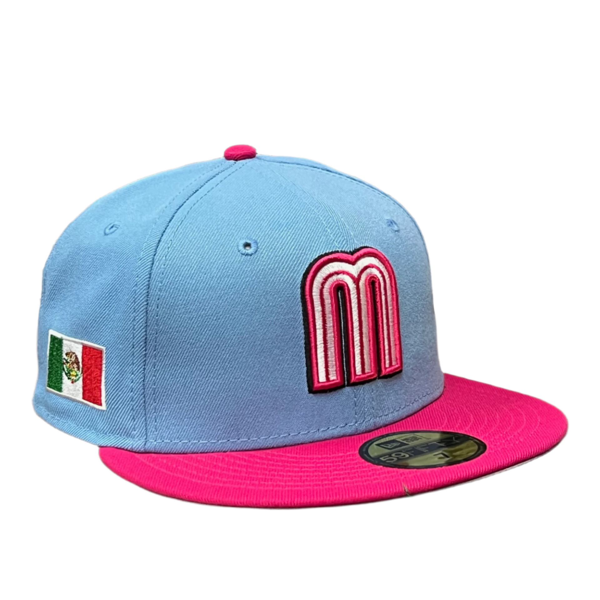 New Era Mexico Baseball Sky Blue Pink 59FIFTY Fitted Hat