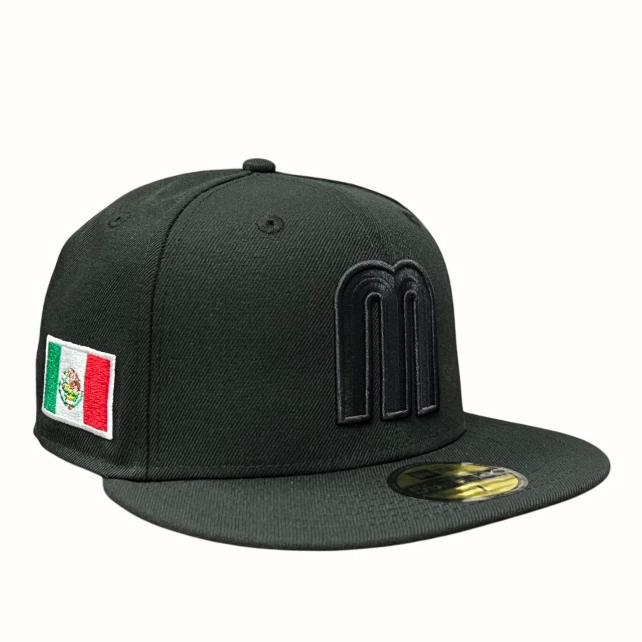 New Era Mexico Baseball Flag Black on Black 59FIFTY Fitted Hat