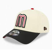 side view of Mexico Baseball Chrome Black 9Forty A-Frame Snapback Hat