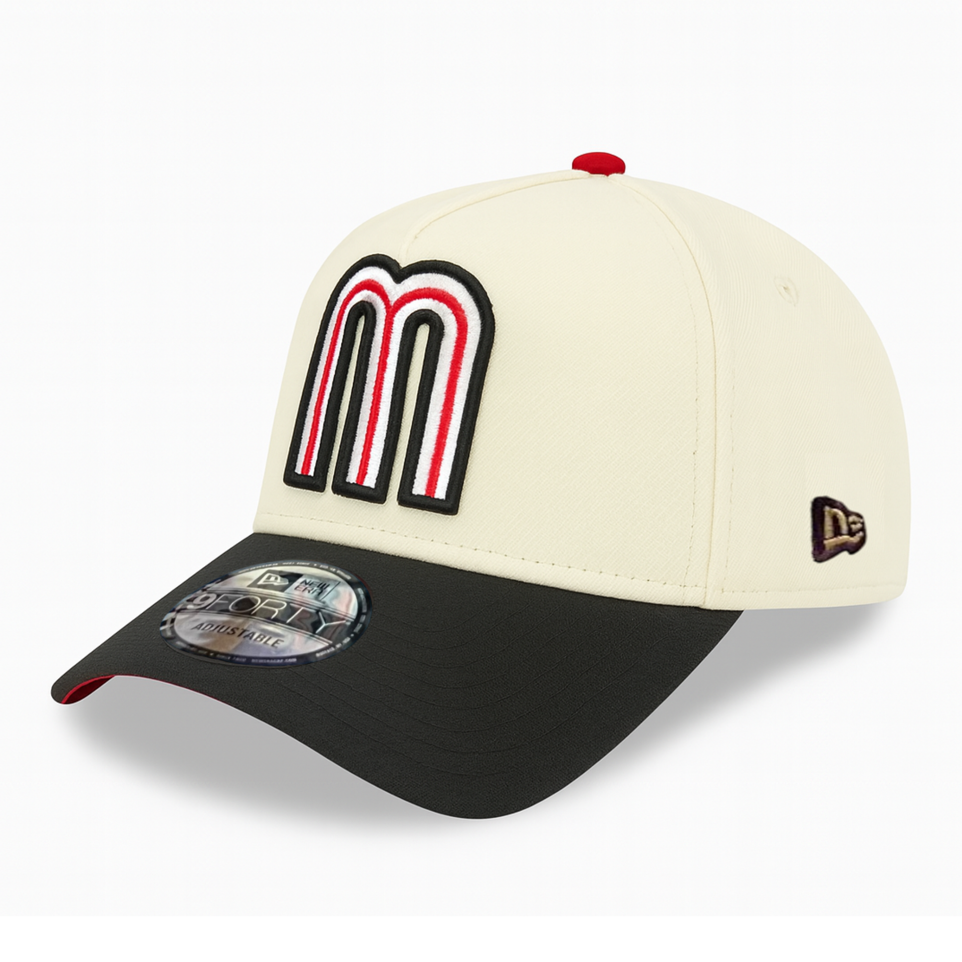 side view of Mexico Baseball Chrome Black 9Forty A-Frame Snapback Hat
