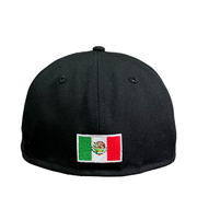 Black Silver Metallic Mexico Flag New Era fitted hat