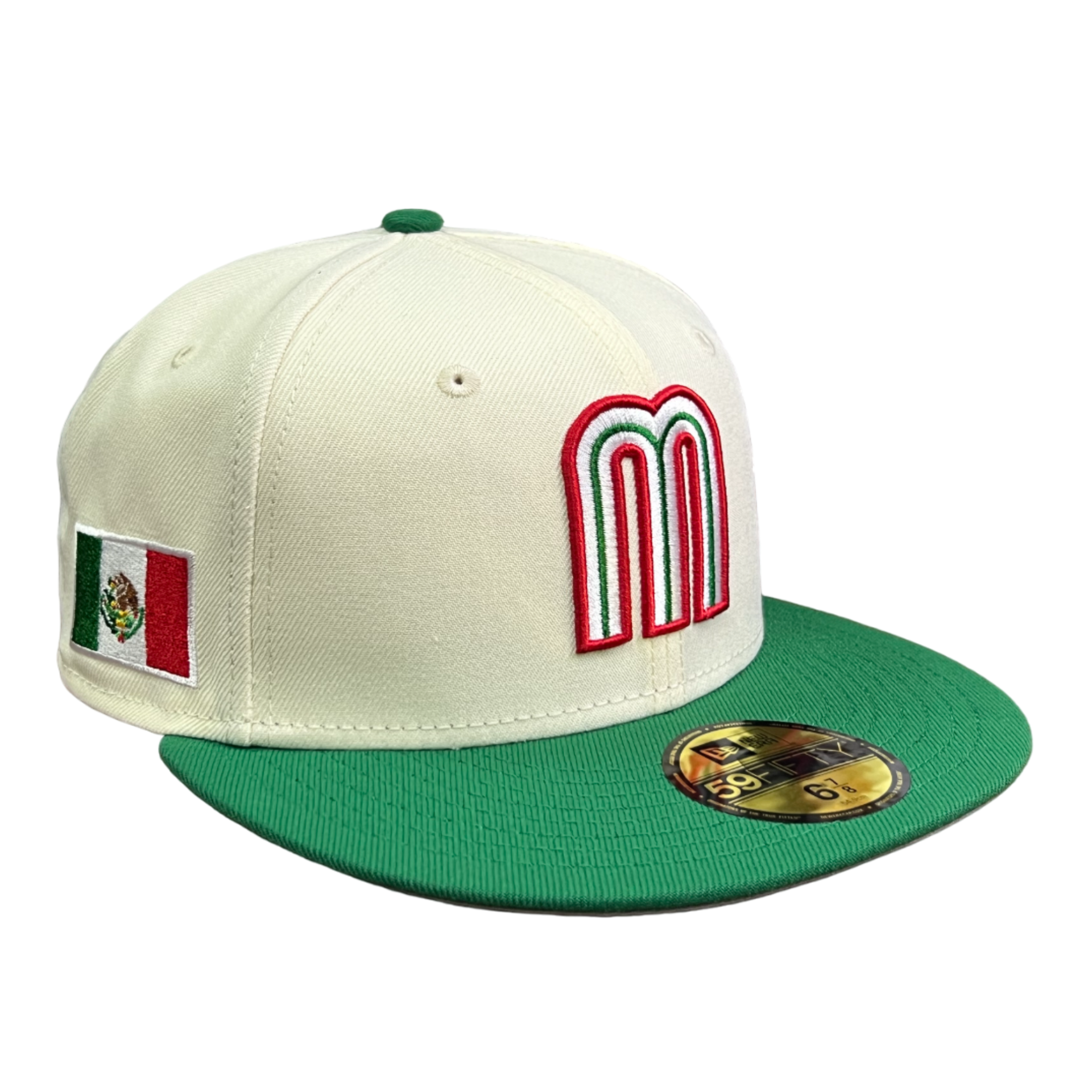 Ivory Green Mexico Baseball flag new era fitted hat