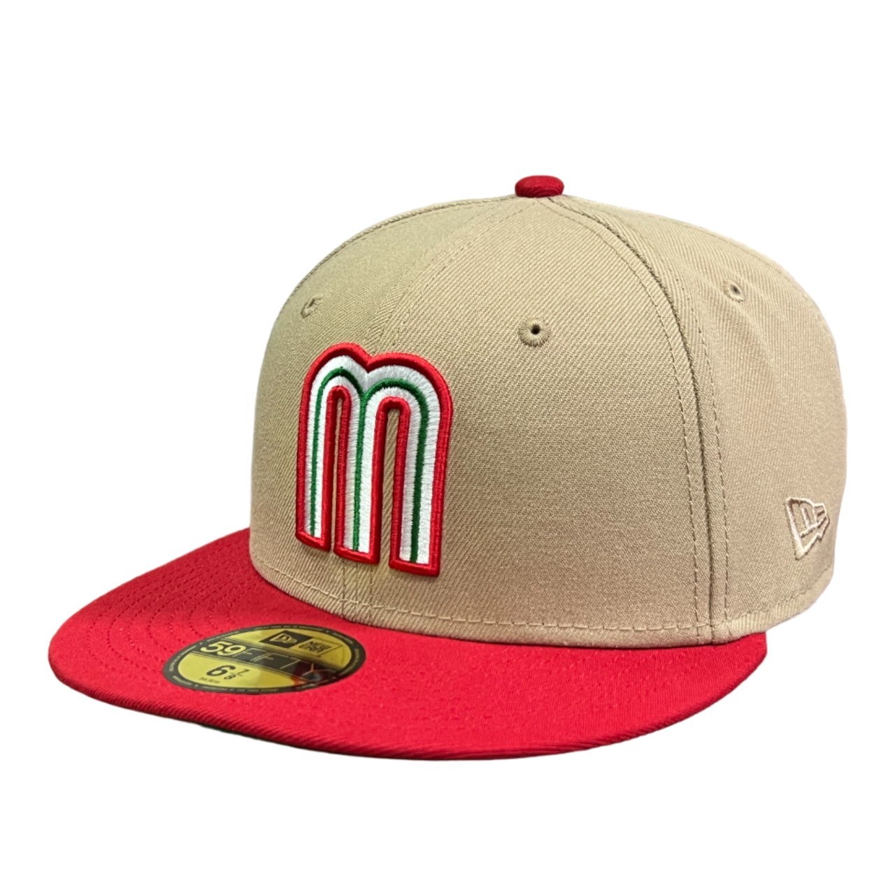 New Era Mexico Baseball Flag Khaki Red 59FIFTY Fitted Hat