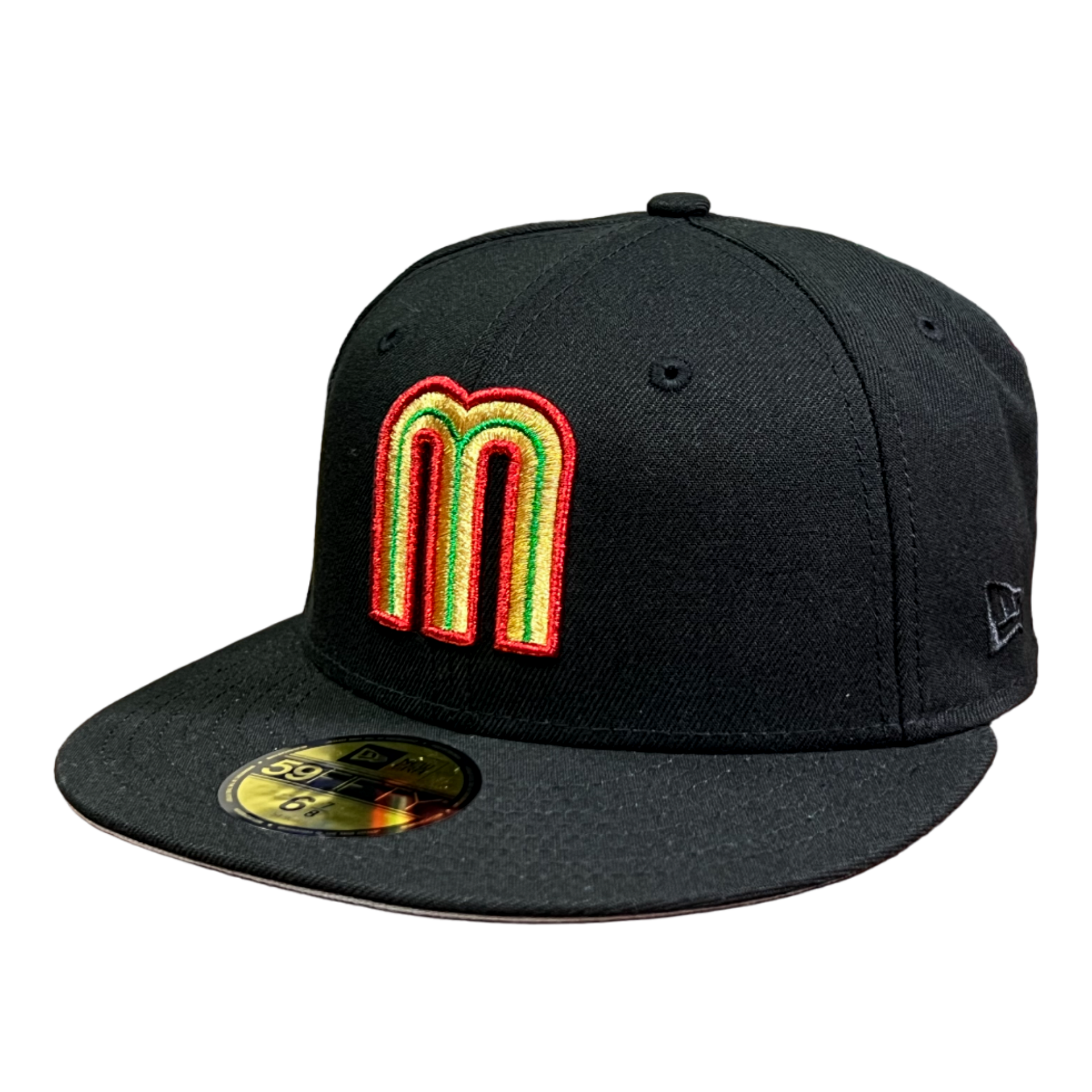 New Era Black Metallic Logo Mexico Baseball Fited Hat