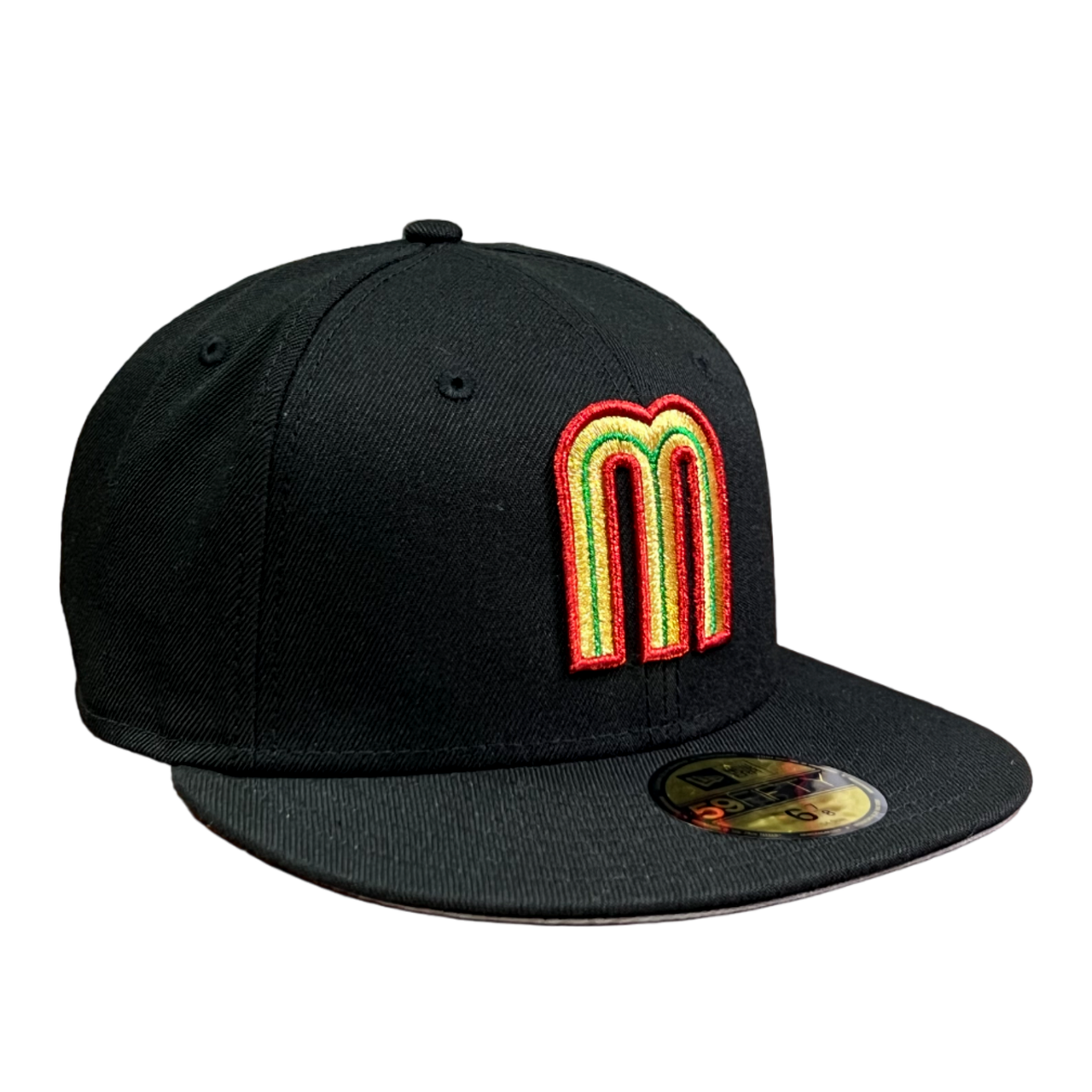 New Era Black Metallic Logo Mexico Baseball Fited Hat