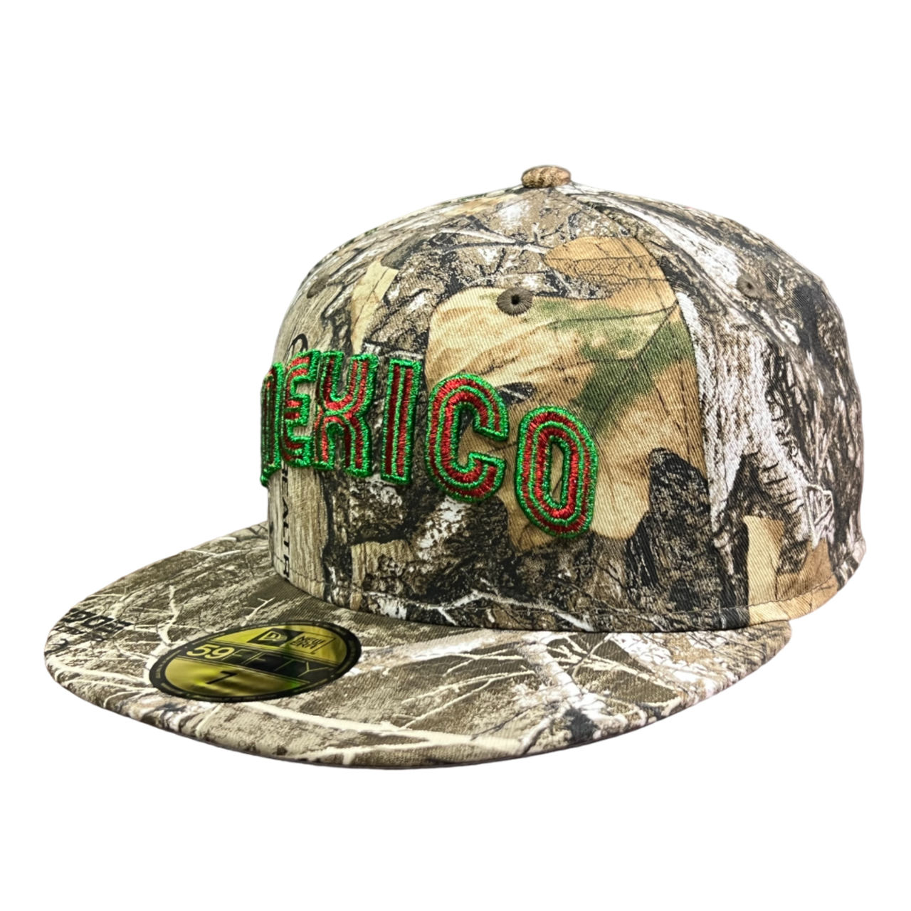 New Era Mexico Baseball Flag Real Tree Script Metallic 59FIFTY Fitted Hat