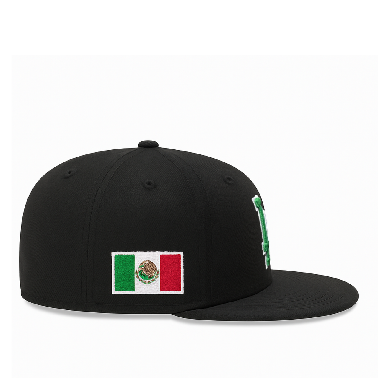 side patch of YOUTH Los Angeles Dodgers Mexico Black Snapback Cap