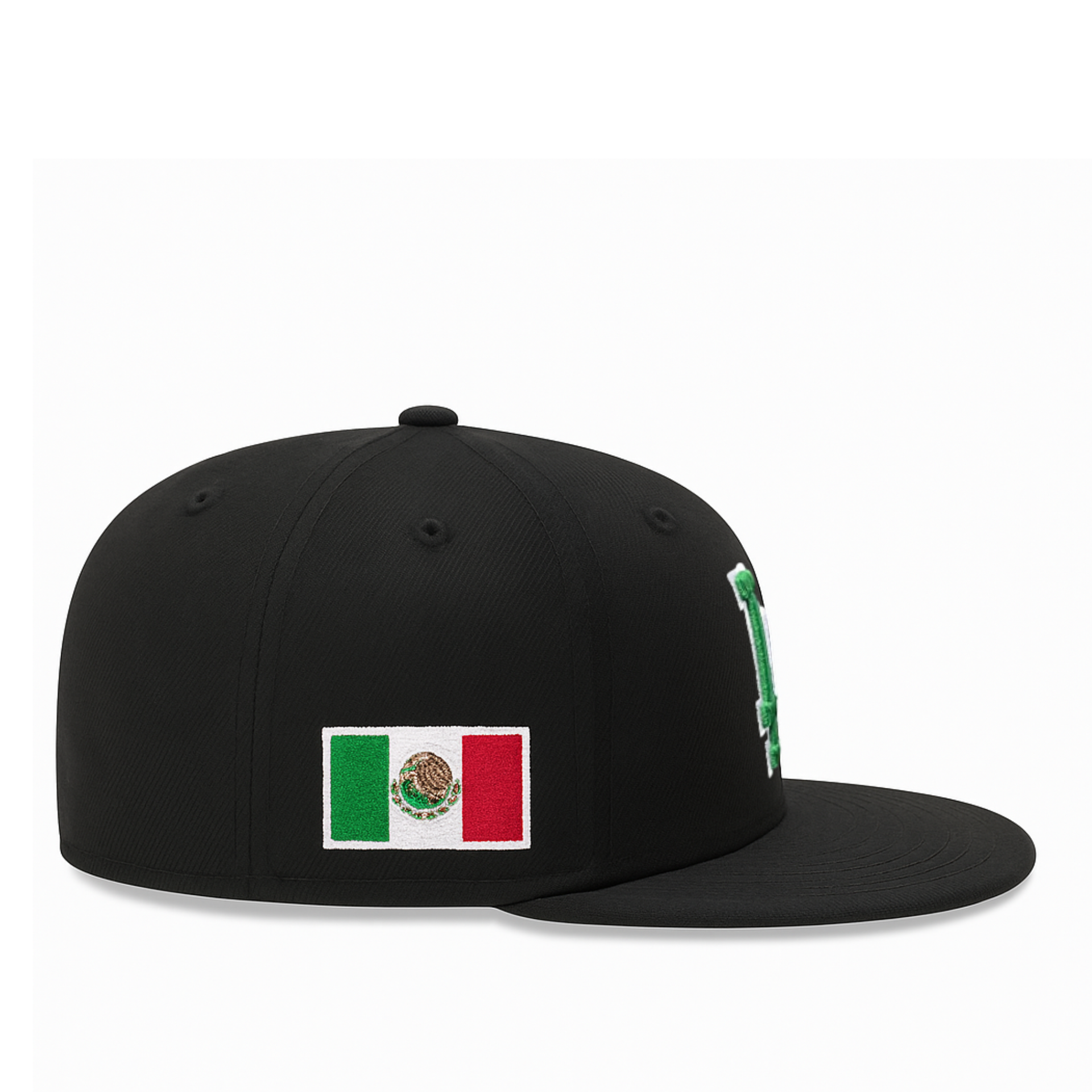 side patch of YOUTH Los Angeles Dodgers Mexico Black Snapback Cap
