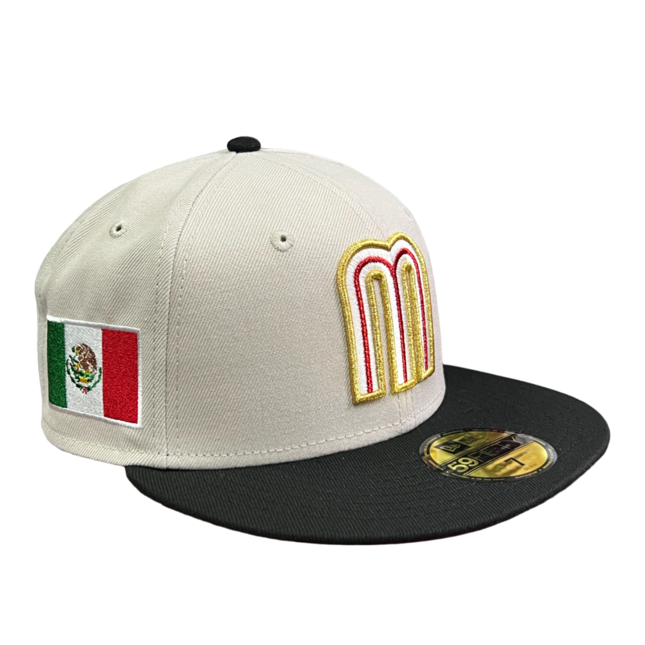 Mexico Flag Baseball tan black New Era Fitted Hat