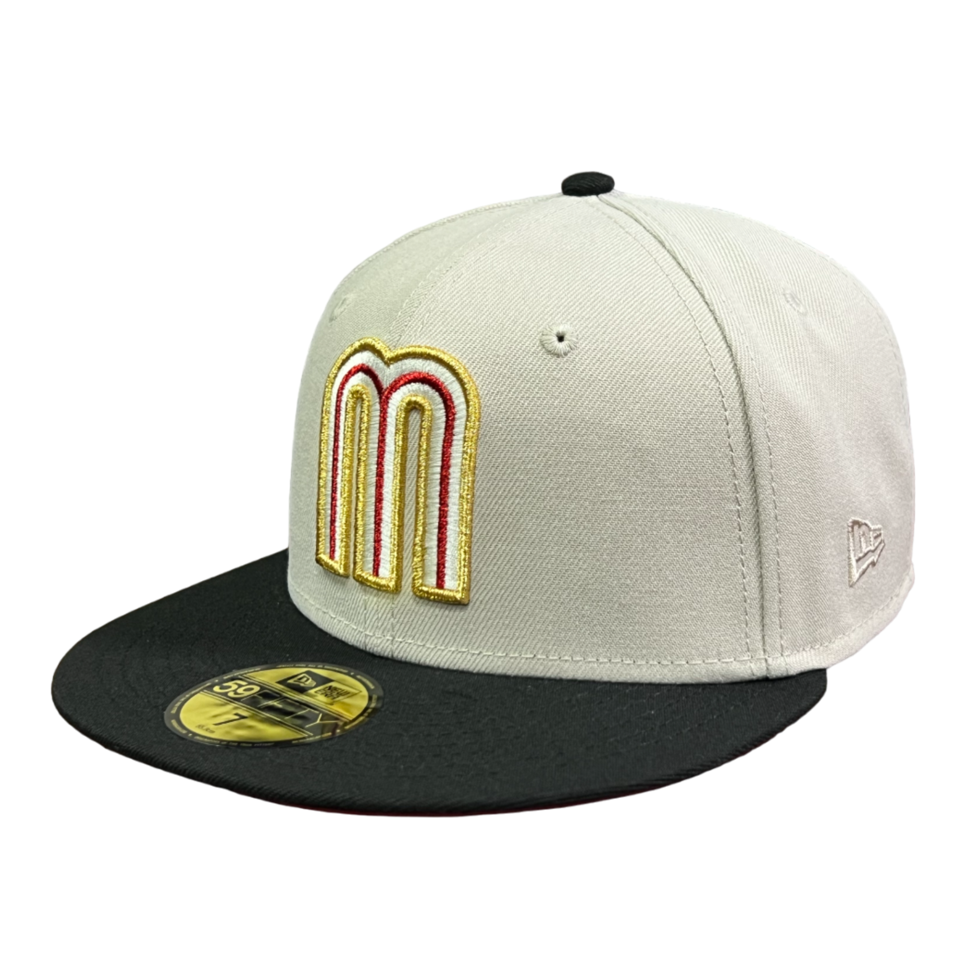 Mexico Flag Baseball tan black New Era Fitted Hat