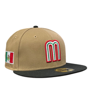 Mexico Baseball Flag Khaki Black 59FIFTY Fitted Hat