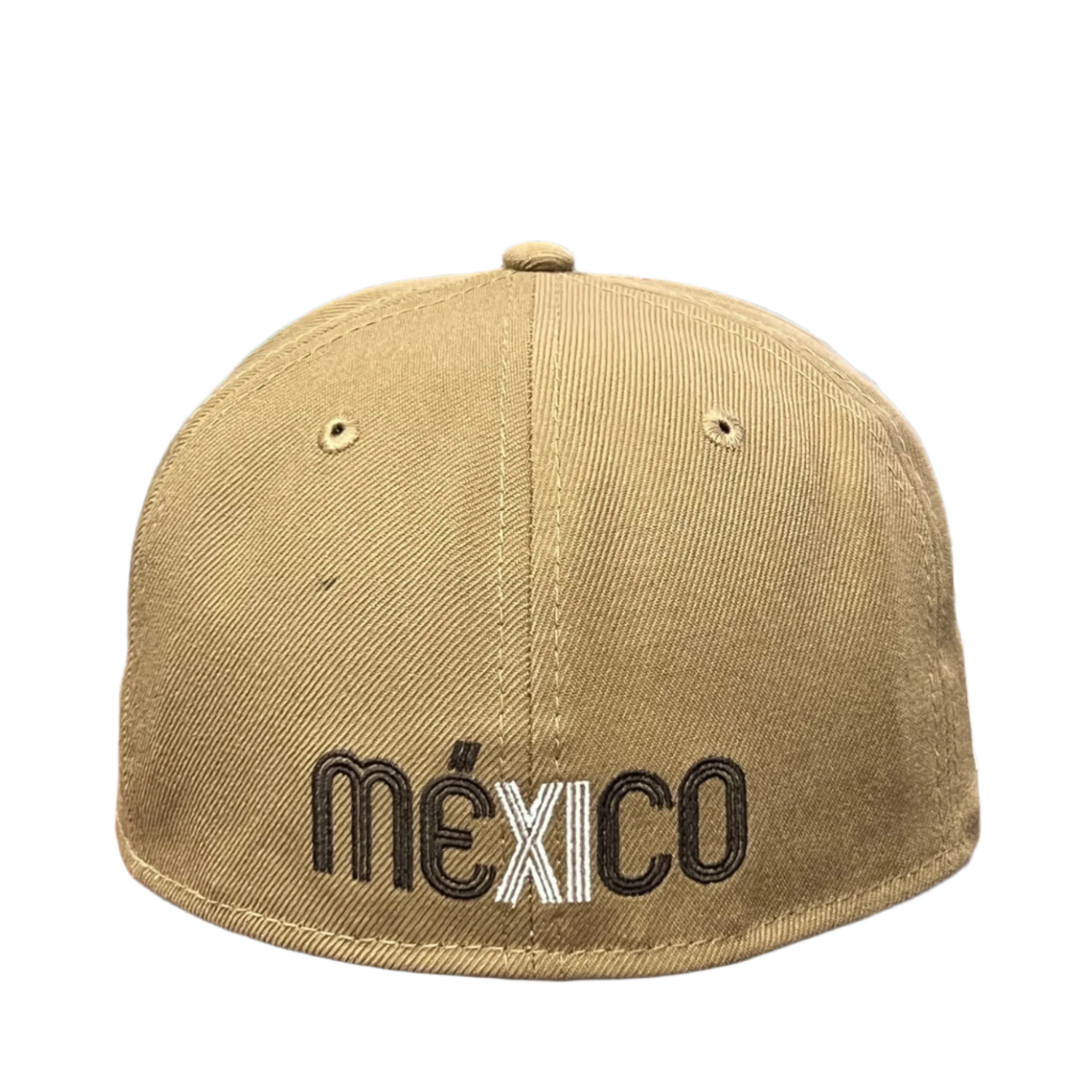 back of New Era Mexico Baseball Khaki 59FIFTY Fitted Hat