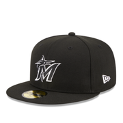 Front of New Era Miami Marlins ASG 2017 Black White 59FIFTY Fitted Hat