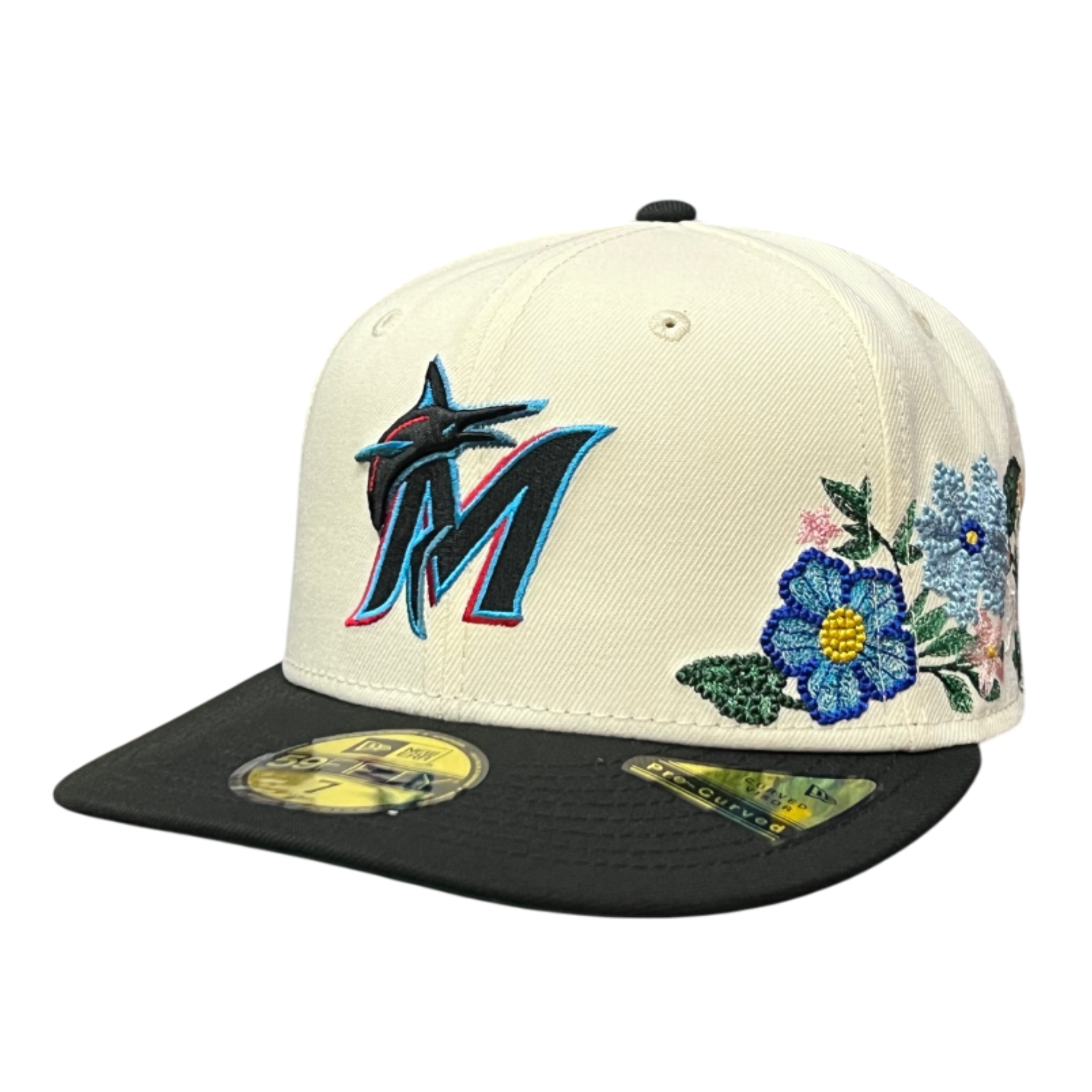 Miami Marlins Tonal Florals Chrome Black 59FIFTY Fitted Hat