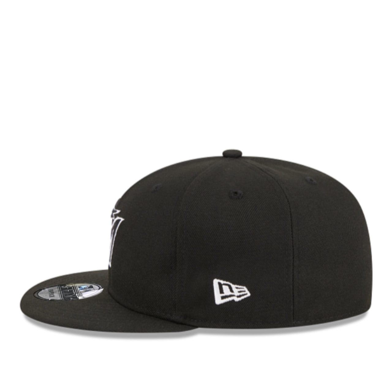 New Era Miami Marlins Black White 9FIFTY Snapback Hat side view
