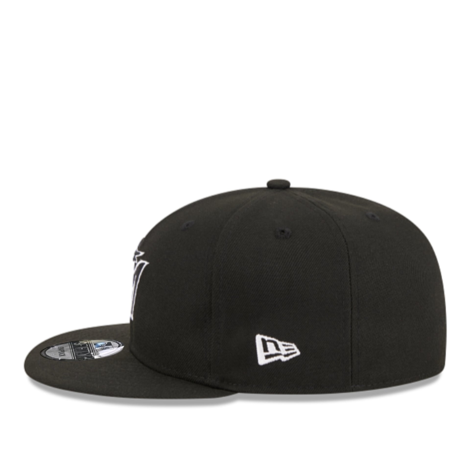 New Era Miami Marlins Black White 9FIFTY Snapback Hat side view